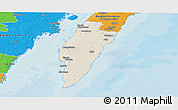 Shaded Relief Panoramic Map of Mörbylanga Kommun, political outside