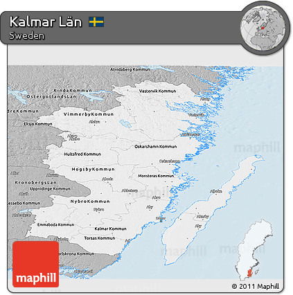 Gray Panoramic Map of Kalmar Län