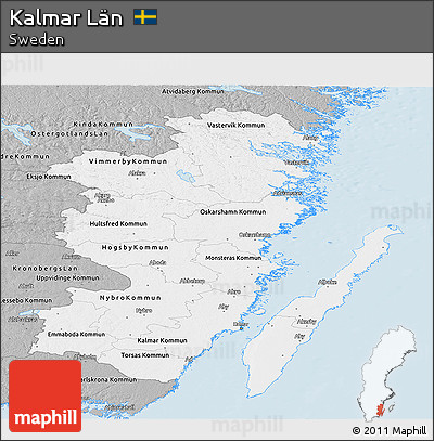 Gray Panoramic Map of Kalmar Län