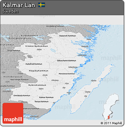 Gray Panoramic Map of Kalmar Län