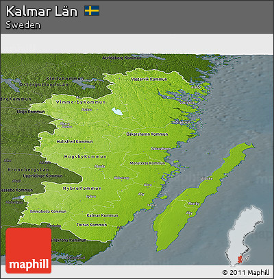Physical Panoramic Map of Kalmar Län, darken