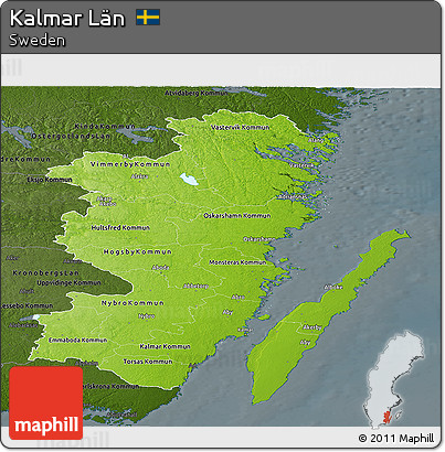 Physical Panoramic Map of Kalmar Län, darken