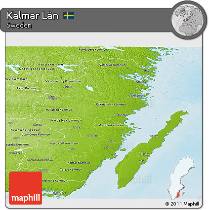 Physical Panoramic Map of Kalmar Län