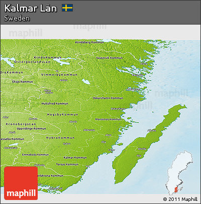Physical Panoramic Map of Kalmar Län