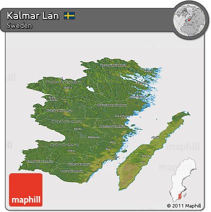 Satellite Panoramic Map of Kalmar Län, cropped outside