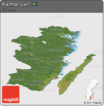 Satellite Panoramic Map of Kalmar Län, cropped outside