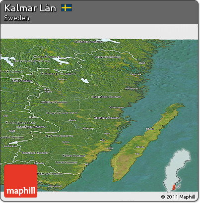 Satellite Panoramic Map of Kalmar Län