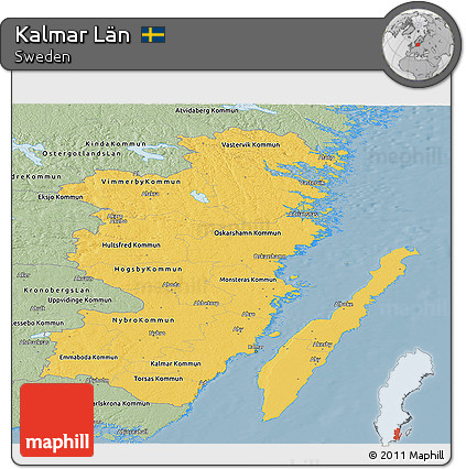 Savanna Style Panoramic Map of Kalmar Län