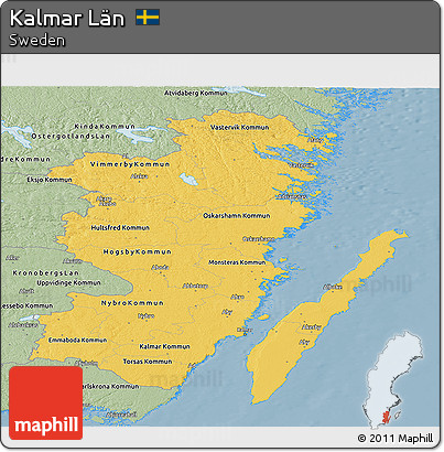 Savanna Style Panoramic Map of Kalmar Län