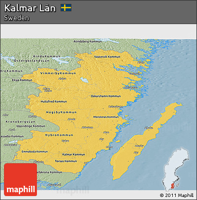 Savanna Style Panoramic Map of Kalmar Län