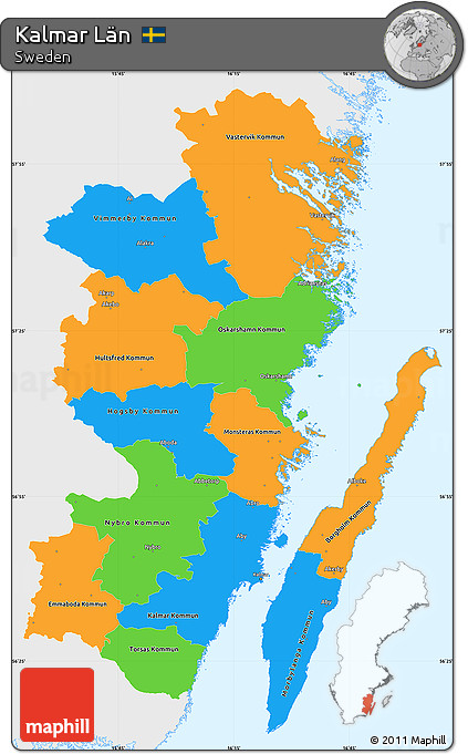 Political Simple Map of Kalmar Län, single color outside