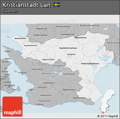 Gray 3D Map of Kristianstadt Län