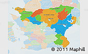 Political 3D Map of Kristianstadt Län, lighten