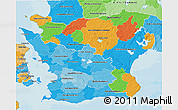 Political 3D Map of Kristianstadt Län, political shades outside