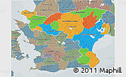 Political 3D Map of Kristianstadt Län, semi-desaturated