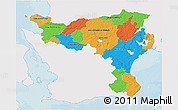 Political 3D Map of Kristianstadt Län, single color outside