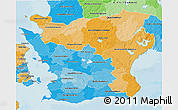 Political Shades 3D Map of Kristianstadt Län