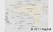 Shaded Relief 3D Map of Kristianstadt Län, desaturated