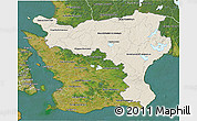 Shaded Relief 3D Map of Kristianstadt Län, satellite outside