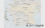 Shaded Relief 3D Map of Kristianstadt Län, semi-desaturated