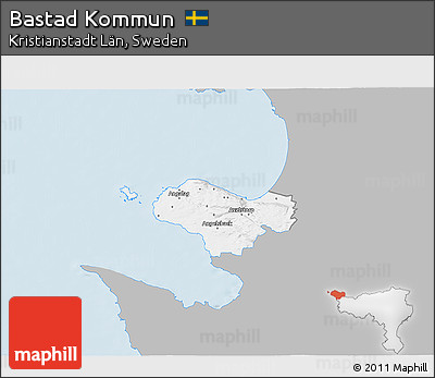 Gray 3D Map of Bastad Kommun, single color outside