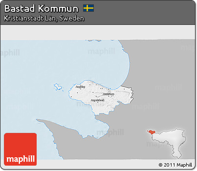 Gray 3D Map of Bastad Kommun, single color outside