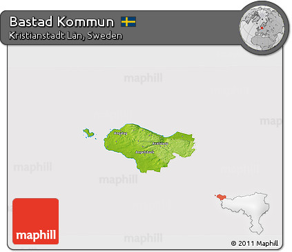 Physical 3D Map of Bastad Kommun, cropped outside