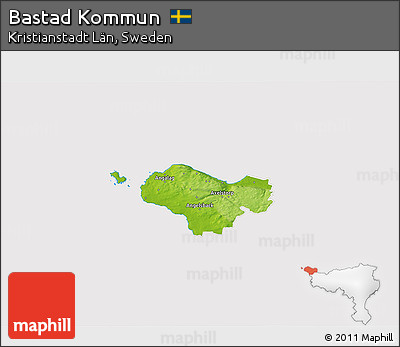 Physical 3D Map of Bastad Kommun, cropped outside