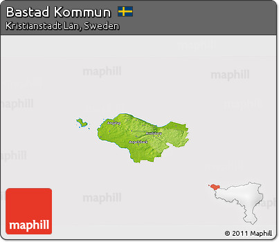 Physical 3D Map of Bastad Kommun, cropped outside