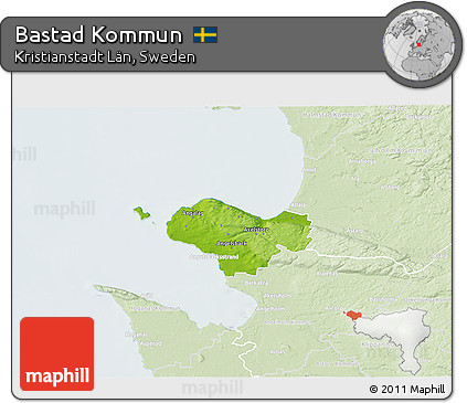 Physical 3D Map of Bastad Kommun, lighten