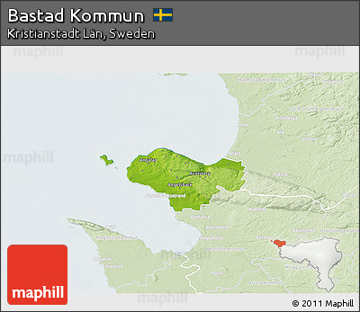 Physical 3D Map of Bastad Kommun, lighten
