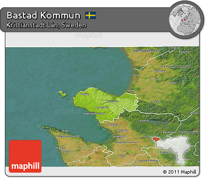 Physical 3D Map of Bastad Kommun, satellite outside