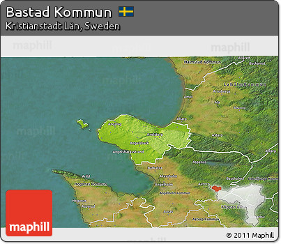 Physical 3D Map of Bastad Kommun, satellite outside