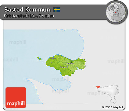 Physical 3D Map of Bastad Kommun, single color outside