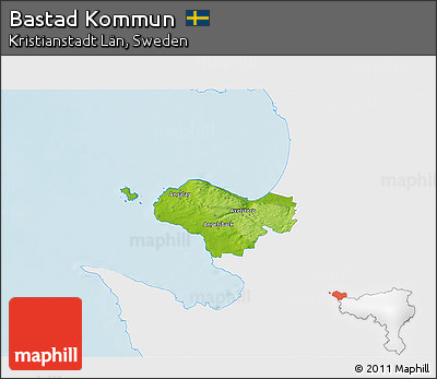 Physical 3D Map of Bastad Kommun, single color outside
