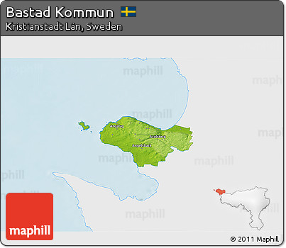 Physical 3D Map of Bastad Kommun, single color outside
