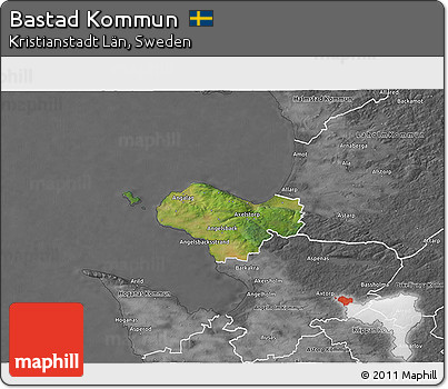 Satellite 3D Map of Bastad Kommun, desaturated