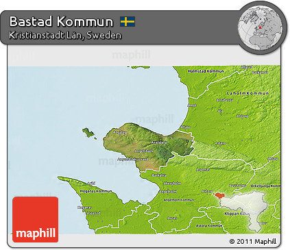 Satellite 3D Map of Bastad Kommun, physical outside