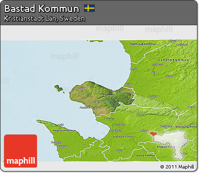 Satellite 3D Map of Bastad Kommun, physical outside