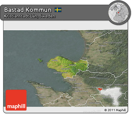 Satellite 3D Map of Bastad Kommun, semi-desaturated