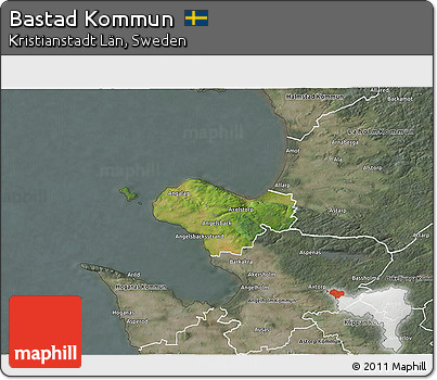 Satellite 3D Map of Bastad Kommun, semi-desaturated