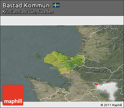 Satellite 3D Map of Bastad Kommun, semi-desaturated