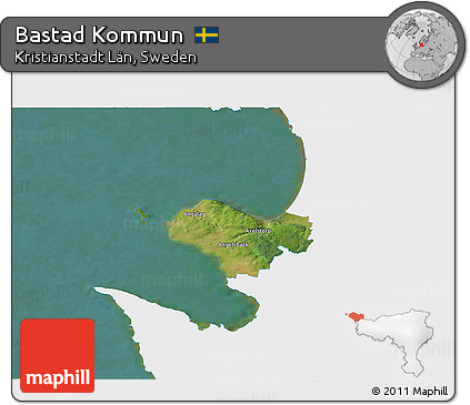 Satellite 3D Map of Bastad Kommun, single color outside