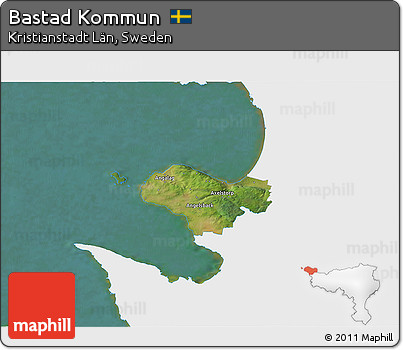 Satellite 3D Map of Bastad Kommun, single color outside