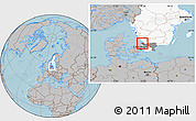 Gray Location Map of Bastad Kommun, highlighted country, highlighted parent region, hill shading
