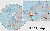 Gray Location Map of Bastad Kommun, highlighted parent region, within the entire country, hill shading