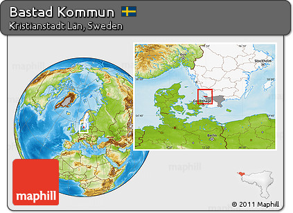 Physical Location Map of Bastad Kommun, highlighted country, highlighted parent region