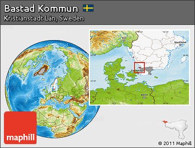 Physical Location Map of Bastad Kommun, highlighted country, highlighted parent region