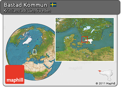 Satellite Location Map of Bastad Kommun, highlighted parent region