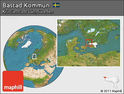 Satellite Location Map of Bastad Kommun, highlighted parent region